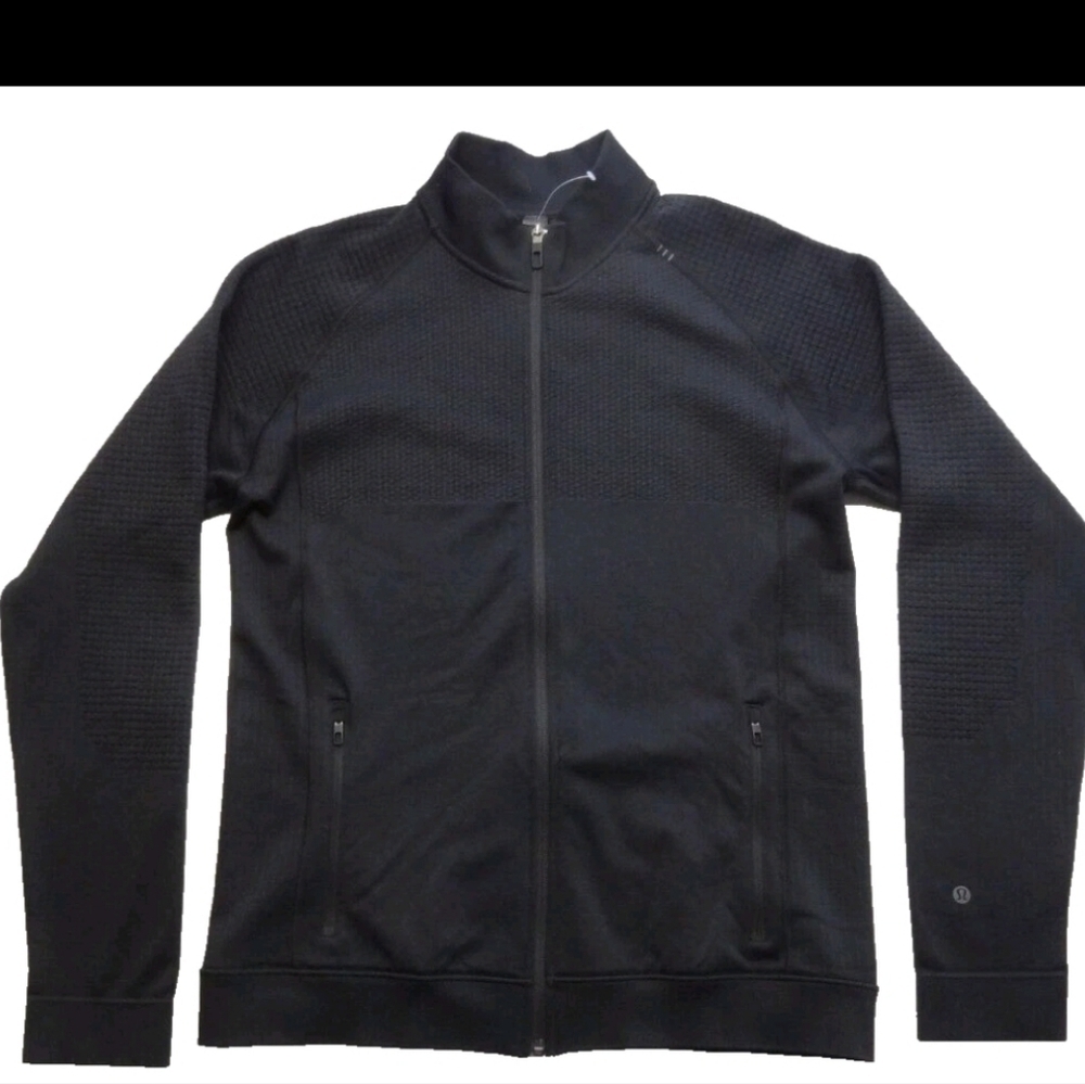 Lululemon Engineered Warmth Jacket Men Large Black Merino Wool Blend Zip LM3BPUS